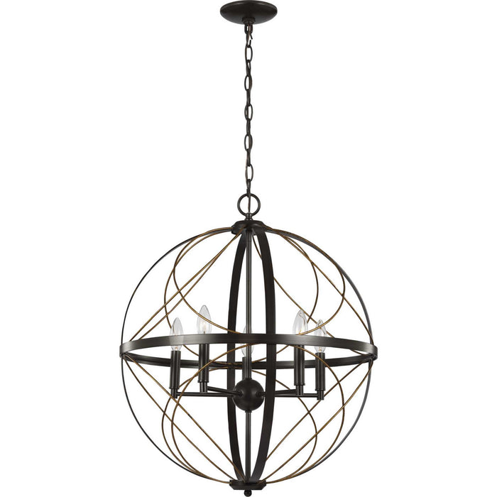 Myhouse Lighting Progress Lighting - P500287-020 - Five Light Pendant - Brandywine - Antique Bronze