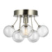 Myhouse Lighting Visual Comfort Studio - 7714301-962 - One Light Semi-Flush Mount - Bronzeville - Brushed Nickel