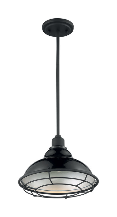 Myhouse Lighting Nuvo Lighting - 60-7004 - One Light Pendant - Newbridge - Gloss Black / Silver