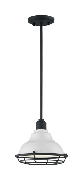 Myhouse Lighting Nuvo Lighting - 60-7023 - One Light Pendant - Newbridge - Gloss White / Black Accents