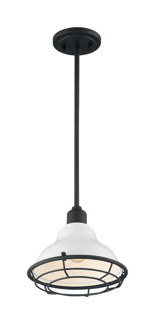 Myhouse Lighting Nuvo Lighting - 60-7023 - One Light Pendant - Newbridge - Gloss White / Black Accents