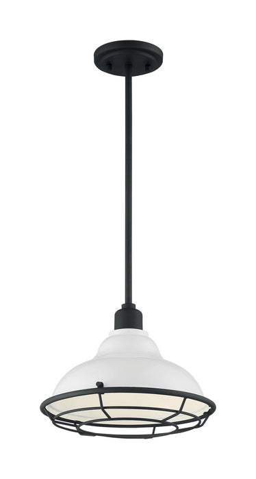 Myhouse Lighting Nuvo Lighting - 60-7024 - One Light Pendant - Newbridge - Gloss White / Black Accents