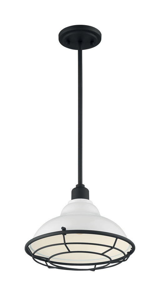Myhouse Lighting Nuvo Lighting - 60-7024 - One Light Pendant - Newbridge - Gloss White / Black Accents