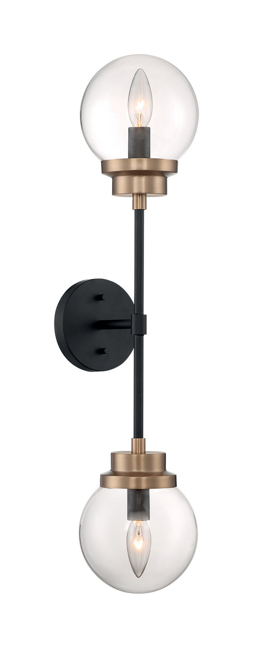 Myhouse Lighting Nuvo Lighting - 60-7122 - Two Light Wall Sconce - Axis - Matte Black / Brass Accents