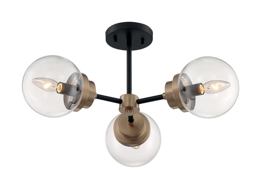 Myhouse Lighting Nuvo Lighting - 60-7123 - Three Light Semi Flush Mount - Axis - Matte Black / Brass Accents