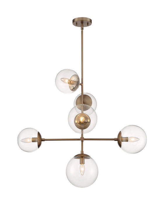 Myhouse Lighting Nuvo Lighting - 60-7125 - Six Light Pendant - Sky - Burnished Brass