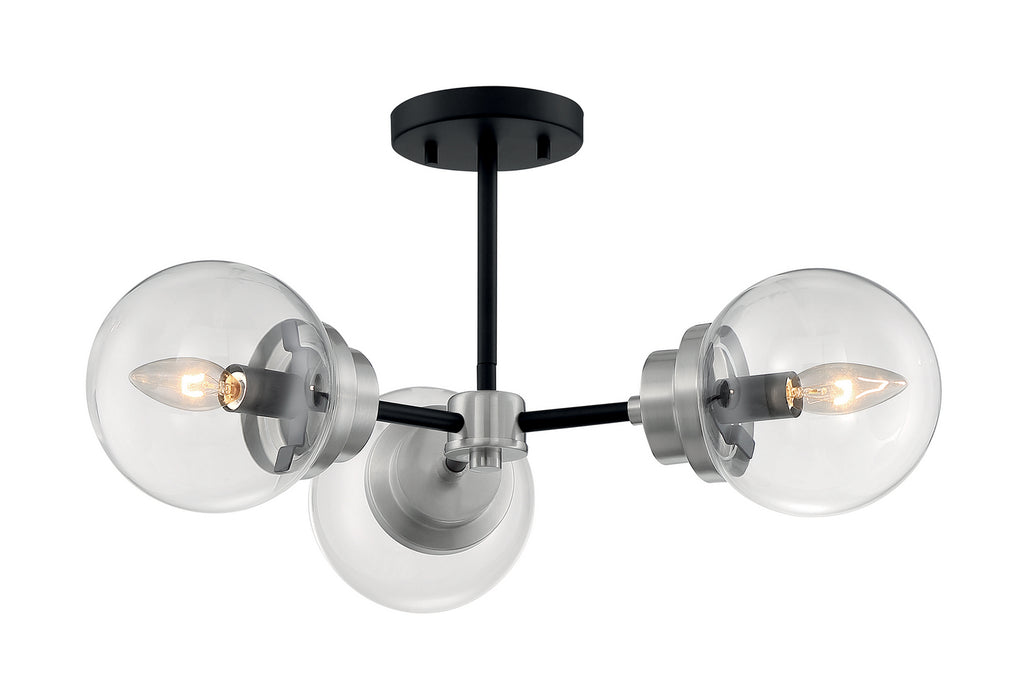 Myhouse Lighting Nuvo Lighting - 60-7133 - Three Light Semi Flush Mount - Axis - Matte Black / Brushed Nickel