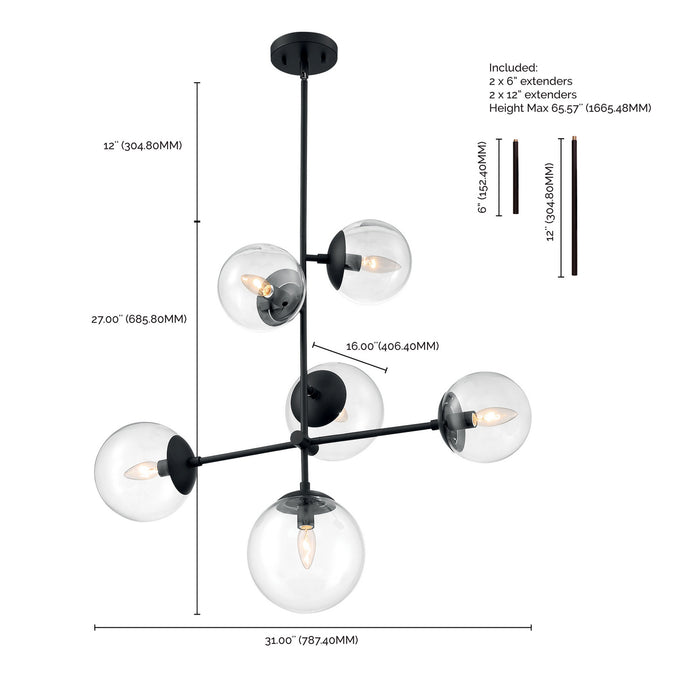 Myhouse Lighting Nuvo Lighting - 60-7135 - Six Light Pendant - Sky - Matte Black