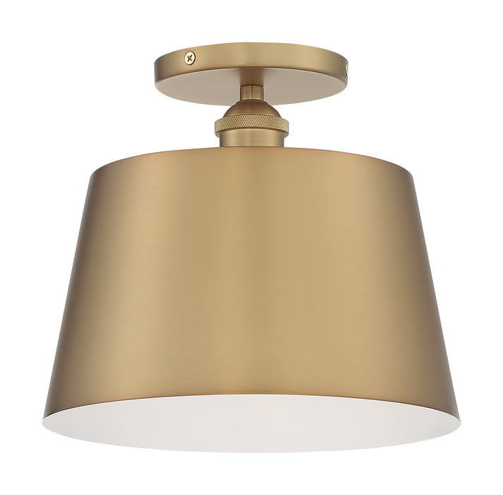 Myhouse Lighting Nuvo Lighting - 60-7322 - One Light Semi Flush Mount - Motif - Brushed Brass / White Accents