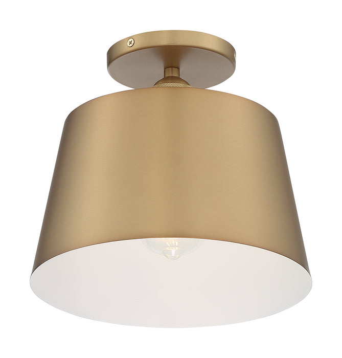 Myhouse Lighting Nuvo Lighting - 60-7322 - One Light Semi Flush Mount - Motif - Brushed Brass / White Accents