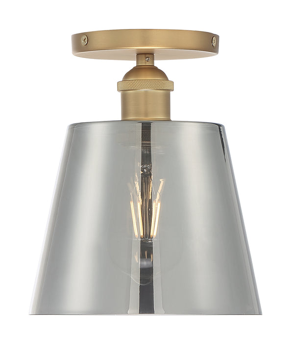 Myhouse Lighting Nuvo Lighting - 60-7323 - One Light Semi Flush Mount - Motif - Brushed Brass / Smoked Glass