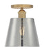 Myhouse Lighting Nuvo Lighting - 60-7323 - One Light Semi Flush Mount - Motif - Brushed Brass / Smoked Glass