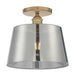 Myhouse Lighting Nuvo Lighting - 60-7324 - One Light Semi Flush Mount - Motif - Brushed Brass / Smoked Glass