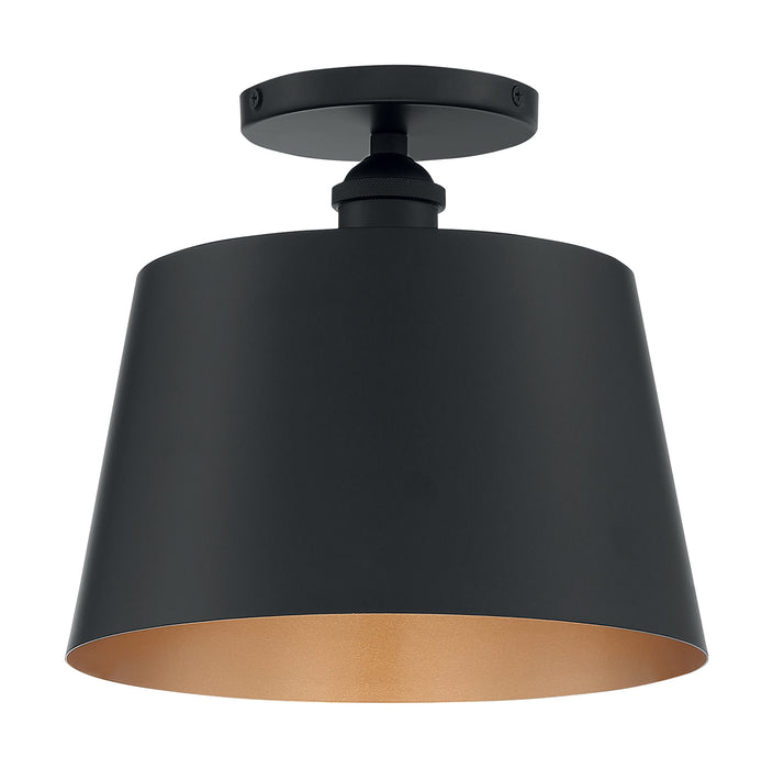 Myhouse Lighting Nuvo Lighting - 60-7332 - One Light Semi Flush Mount - Motif - Black / Gold Accents