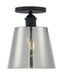 Myhouse Lighting Nuvo Lighting - 60-7333 - One Light Semi Flush Mount - Motif - Black / Smoked Glass