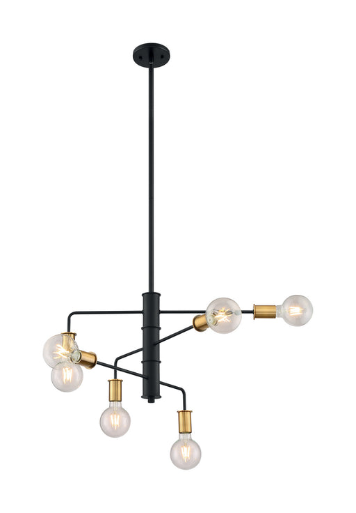 Myhouse Lighting Nuvo Lighting - 60-7344 - Six Light Chandelier - Ryder - Black / Brushed Brass