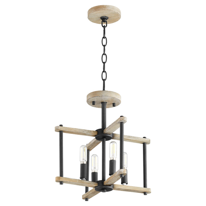 Myhouse Lighting Quorum - 3134-14-69 - Four Light Dual Mount - Silva - Textured Black w/ Weathered Oak Finish