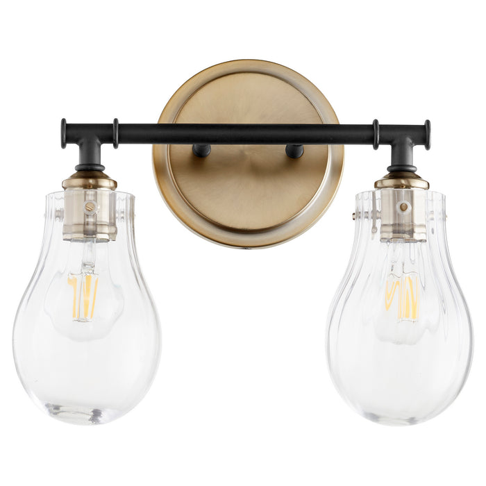 Myhouse Lighting Quorum - 511-2-69 - Two Light Vanity - 511 Lighting Series - Textured Black w/ Aged Brass