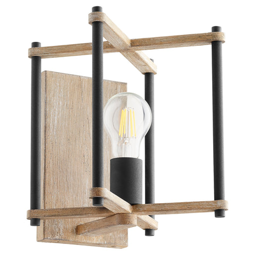 Myhouse Lighting Quorum - 5134-1-69 - One Light Wall Mount - Silva - Textured Black w/ Weathered Oak Finish