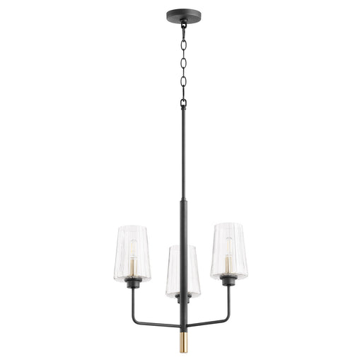 Myhouse Lighting Quorum - 625-3-6980 - Three Light Chandelier - Dalia - Textured Black w/ Aged Brass