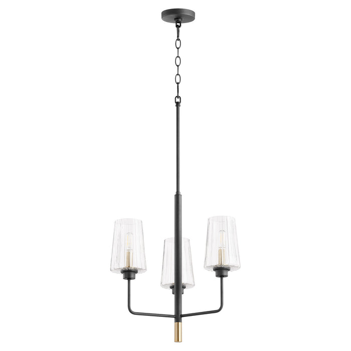 Myhouse Lighting Quorum - 625-3-6980 - Three Light Chandelier - Dalia - Textured Black w/ Aged Brass