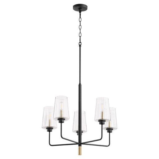 Myhouse Lighting Quorum - 625-5-6980 - Five Light Chandelier - Dalia - Textured Black w/ Aged Brass