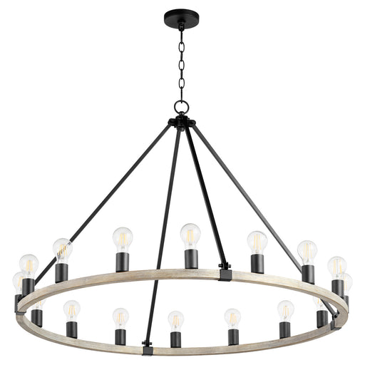 Myhouse Lighting Quorum - 64-16-6941 - 16 Light Chandelier - Paxton - Textured Black w/ Weathered Oak Finish