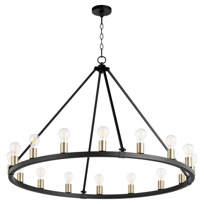 Myhouse Lighting Quorum - 64-16-6980 - 16 Light Chandelier - Paxton - Textured Black w/ Aged Brass