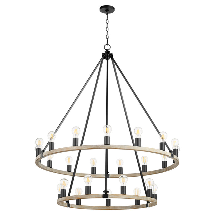 Myhouse Lighting Quorum - 64-24-6941 - 24 Light Chandelier - Paxton - Textured Black w/ Weathered Oak Finish