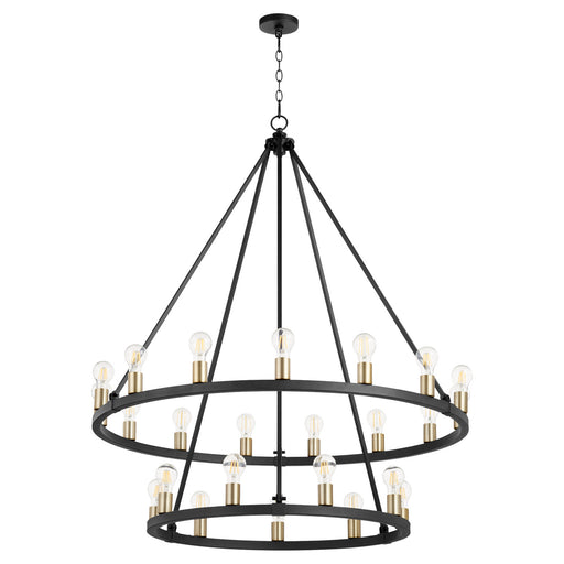 Myhouse Lighting Quorum - 64-24-6980 - 24 Light Chandelier - Paxton - Textured Black w/ Aged Brass