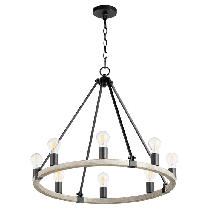 Myhouse Lighting Quorum - 64-8-6941 - Eight Light Chandelier - Paxton - Textured Black w/ Weathered Oak Finish