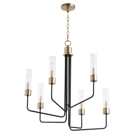 Myhouse Lighting Quorum - 695-6-6980 - Six Light Chandelier - Helix - Textured Black w/ Aged Brass