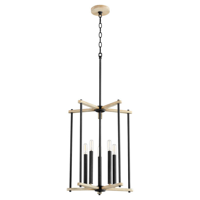 Myhouse Lighting Quorum - 8134-5-69 - Five Light Entry - Silva - Textured Black w/ Weathered Oak Finish