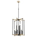 Myhouse Lighting Quorum - 8134-9-69 - Nine Light Entry - Silva - Textured Black w/ Weathered Oak Finish