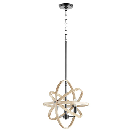 Myhouse Lighting Quorum - 86-3-69 - Three Light Pendant - Driftwood Pendants - Textured Black w/ Driftwood finish