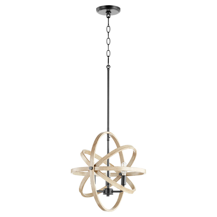 Myhouse Lighting Quorum - 86-3-69 - Three Light Pendant - Driftwood Pendants - Textured Black w/ Driftwood finish