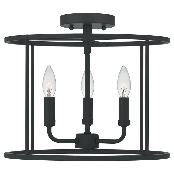 Myhouse Lighting Quoizel - ABR1714MBK - Three Light Semi Flush Mount - Abner - Matte Black