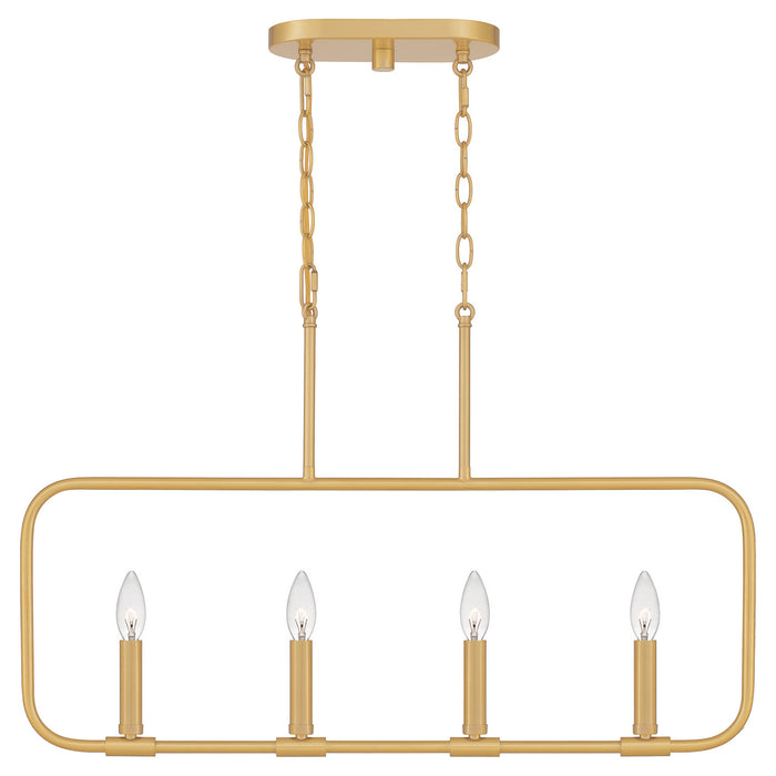 Myhouse Lighting Quoizel - ABR432AB - Four Light Linear Chandelier - Abner - Aged Brass