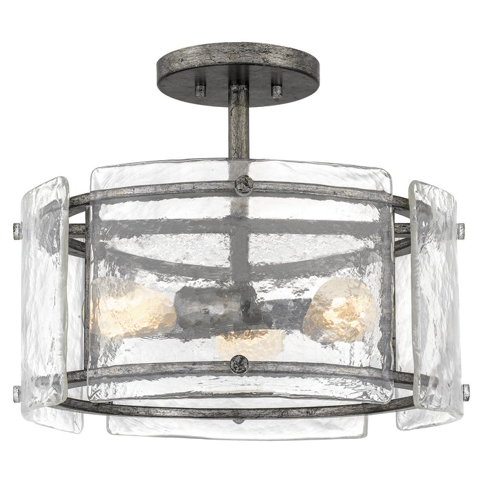 Myhouse Lighting Quoizel - FTS1716MM - Three Light Semi Flush Mount - Fortress - Mottled Silver