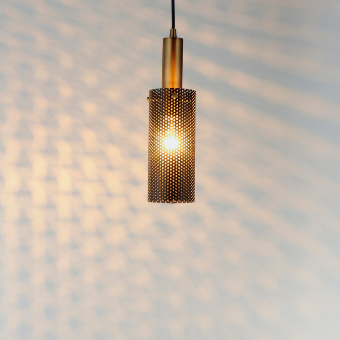 Myhouse Lighting Maxim - 10081BKSBR - One Light Mini Pendant - Perf - Black / Satin Brass