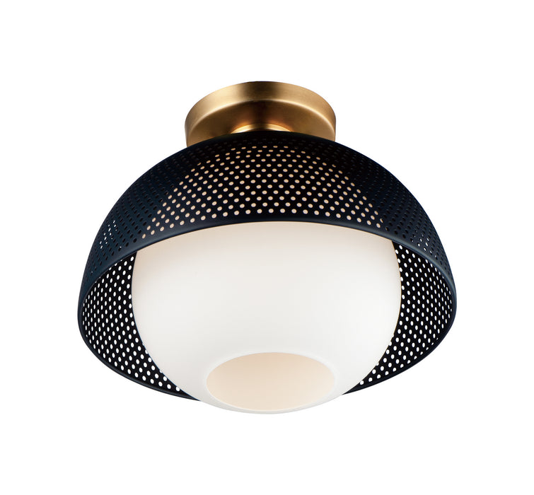 Myhouse Lighting Maxim - 10083WTBKSBR - One Light Flush Mount - Perf - Black / Satin Brass