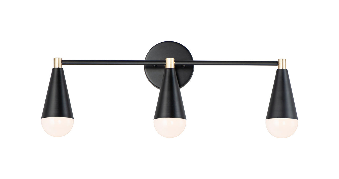 Myhouse Lighting Maxim - 11263BKSBR - Three Light Bath Vanity - Lovell - Black / Satin Brass