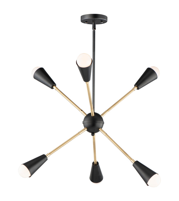 Myhouse Lighting Maxim - 11266BKSBR - Six Light Pendant - Lovell - Black / Satin Brass