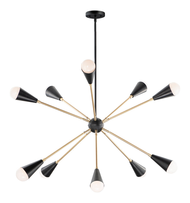 Myhouse Lighting Maxim - 11268BKSBR - Ten Light Pendant - Lovell - Black / Satin Brass