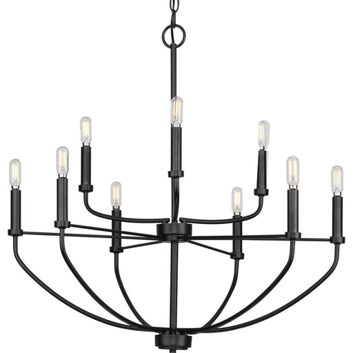 Myhouse Lighting Progress Lighting - P400228-031 - Nine Light Chandelier - Leyden - Matte Black