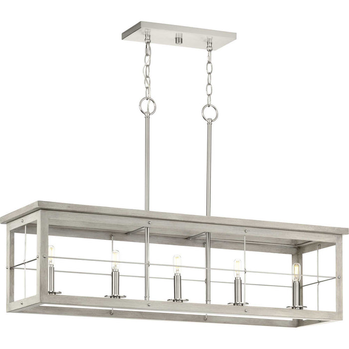 Myhouse Lighting Progress Lighting - P400254-009 - Five Light Island Pendant - Hedgerow - Brushed Nickel