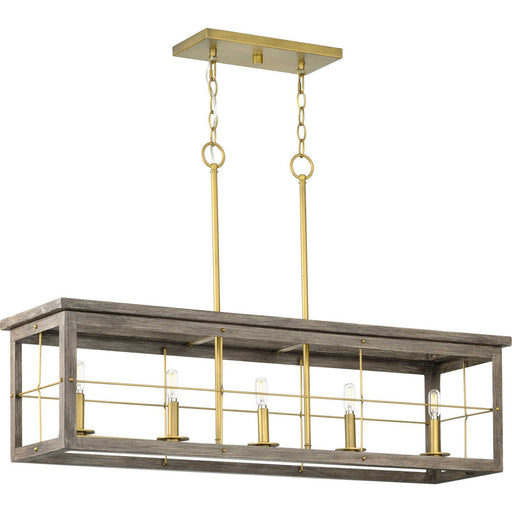 Myhouse Lighting Progress Lighting - P400254-175 - Five Light Island Pendant - Hedgerow - Distressed Brass