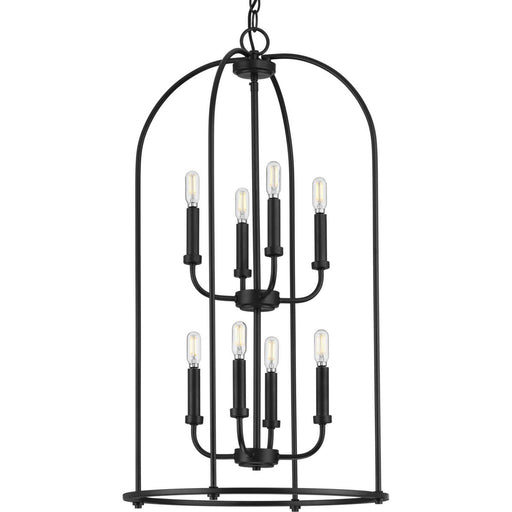 Myhouse Lighting Progress Lighting - P500303-031 - Eight Light Foyer Pendant - Leyden - Matte Black