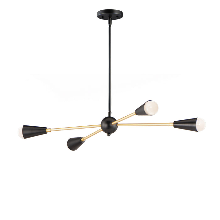 Myhouse Lighting Maxim - 11264BKSBR - Four Light Pendant - Lovell - Black / Satin Brass