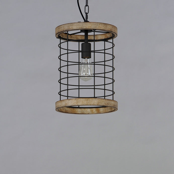 Myhouse Lighting Maxim - 12519DWBK - One Light Pendant - Homestead - Driftwood / Black